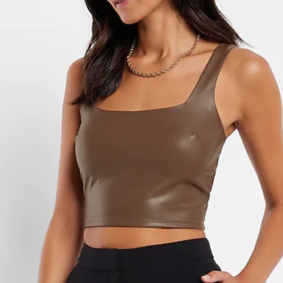 Expresd Faux Leather Cropped Tank - Picture 4 of 5